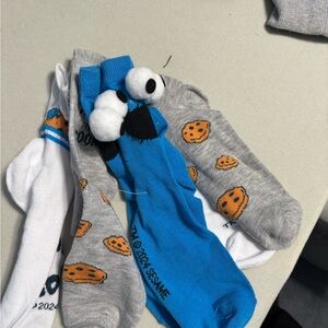 Sesame Street Blue and Gray Cookie Monster Socks